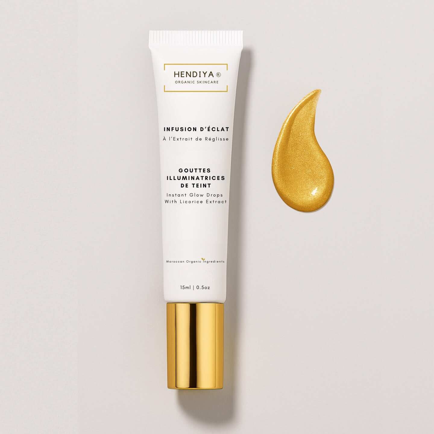 Infusion d'Éclat, gouttes illuminatrices de teint bio Hendiya® à l'extrait de réglisse