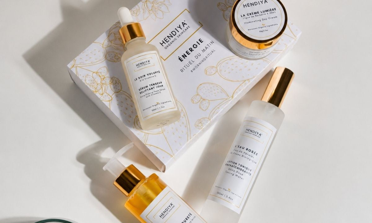 Coffret Énergie – Rituel du Matin Hendiya® bio : Le Gel Pureté, L'Eau Rosée, Le Soin Volupté et La Crème Lumière