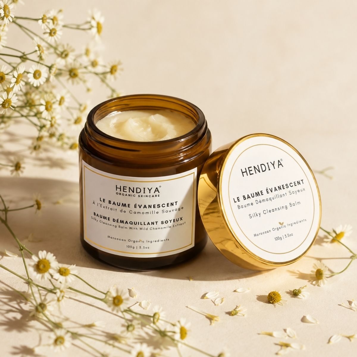 Le Baume Évanescent, baume démaquillant fondant bio Hendiya® à la camomille
