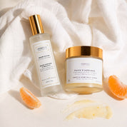 Le Gommage Pulpe d'Agrumes et La Brume Divine Hendiya®, rituel corps fleur d'oranger
