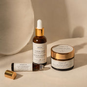 Rituel du soir Hendiya : Le Sérum Absolu huile de figue de barbarie, La Crème Satinée et Le Soin Régénérescence contour des yeux
