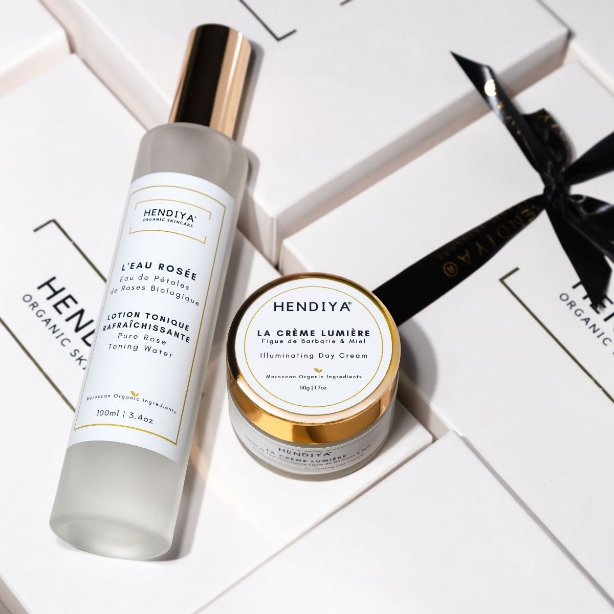 Rituel du matin Hendiya bio : La Crème Lumière et L'Eau Rosée